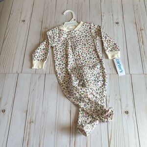 NWT Carters Tiny Playful Flowers Pink Purple Girls Footed Zip Up Pajamas SZ 9M